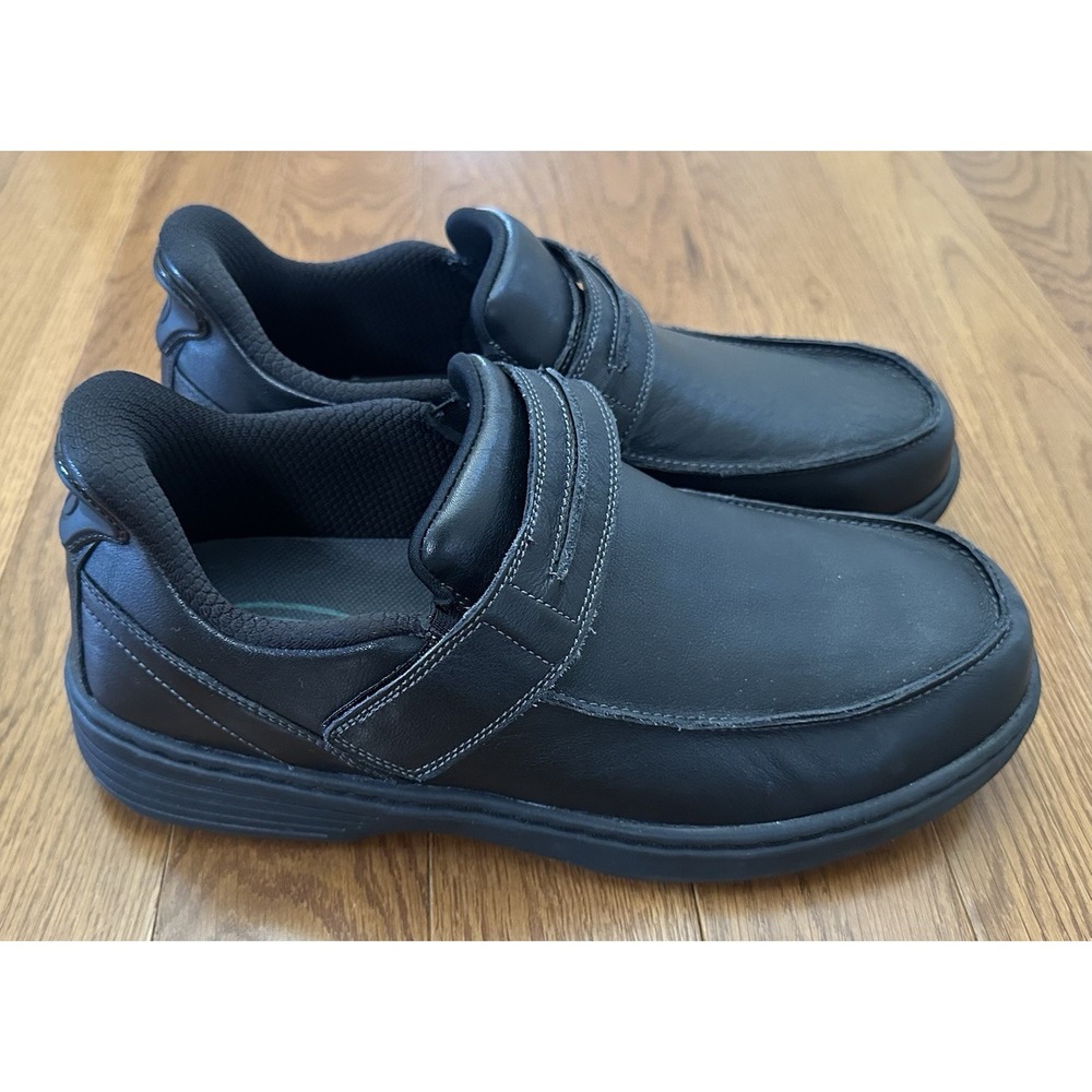 ORTHOFEET Xavier Mens Hands Free Slip On Shoes Black Size 10.5 2E Wide Leather